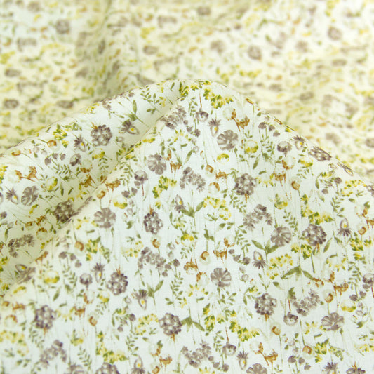 Tissu léger en coton lawn à fleurs, vendu au mètre