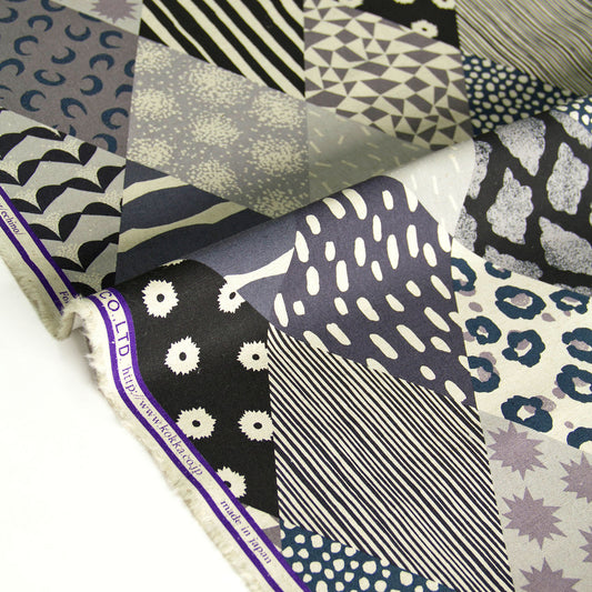 Cotton Linen Canvas Fabric Echino By Etsuko furuya Rhombus Black by the Yard