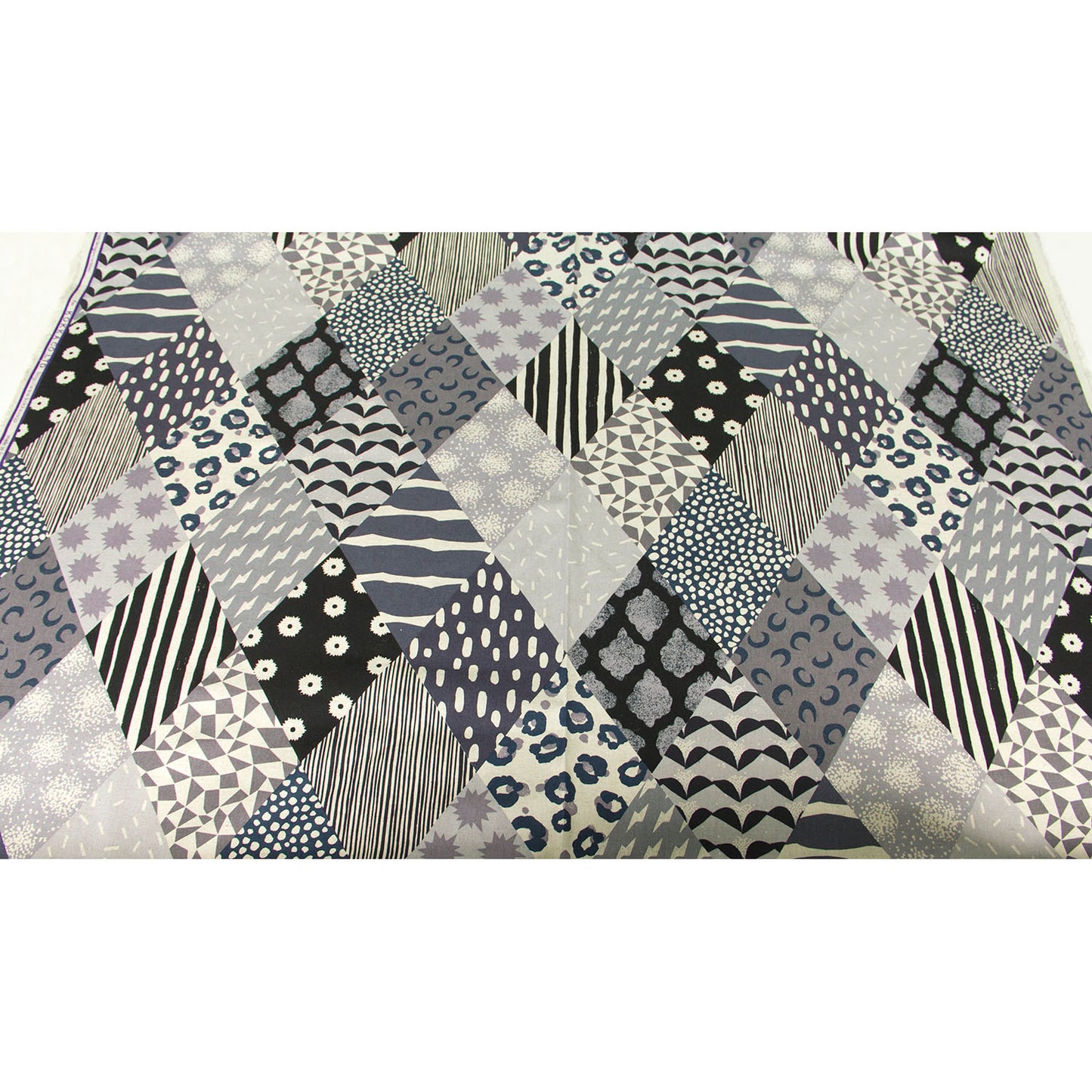 Toile de coton et lin Echino par Etsuko Furuya Rhombus Noir au mètre
