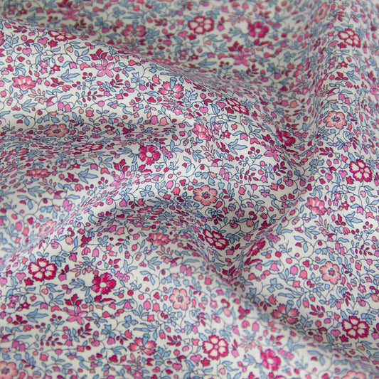 Tissu léger en coton lawn, motif Kokka Flower, noir, vendu au mètre