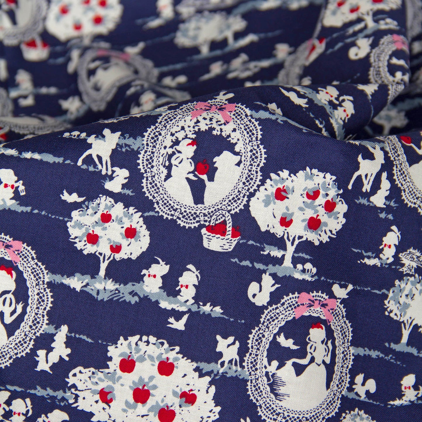 Fairy Tale Snow White Cotton Fabric Navy by the Yard