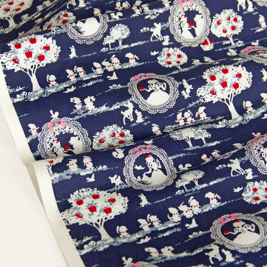 Fairy Tale Snow White Cotton Fabric Navy by the Yard