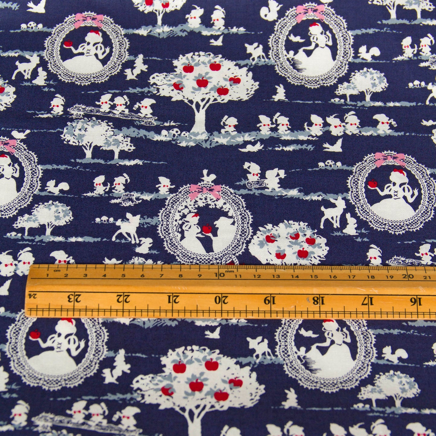 Fairy Tale Snow White Cotton Fabric Navy by the Yard