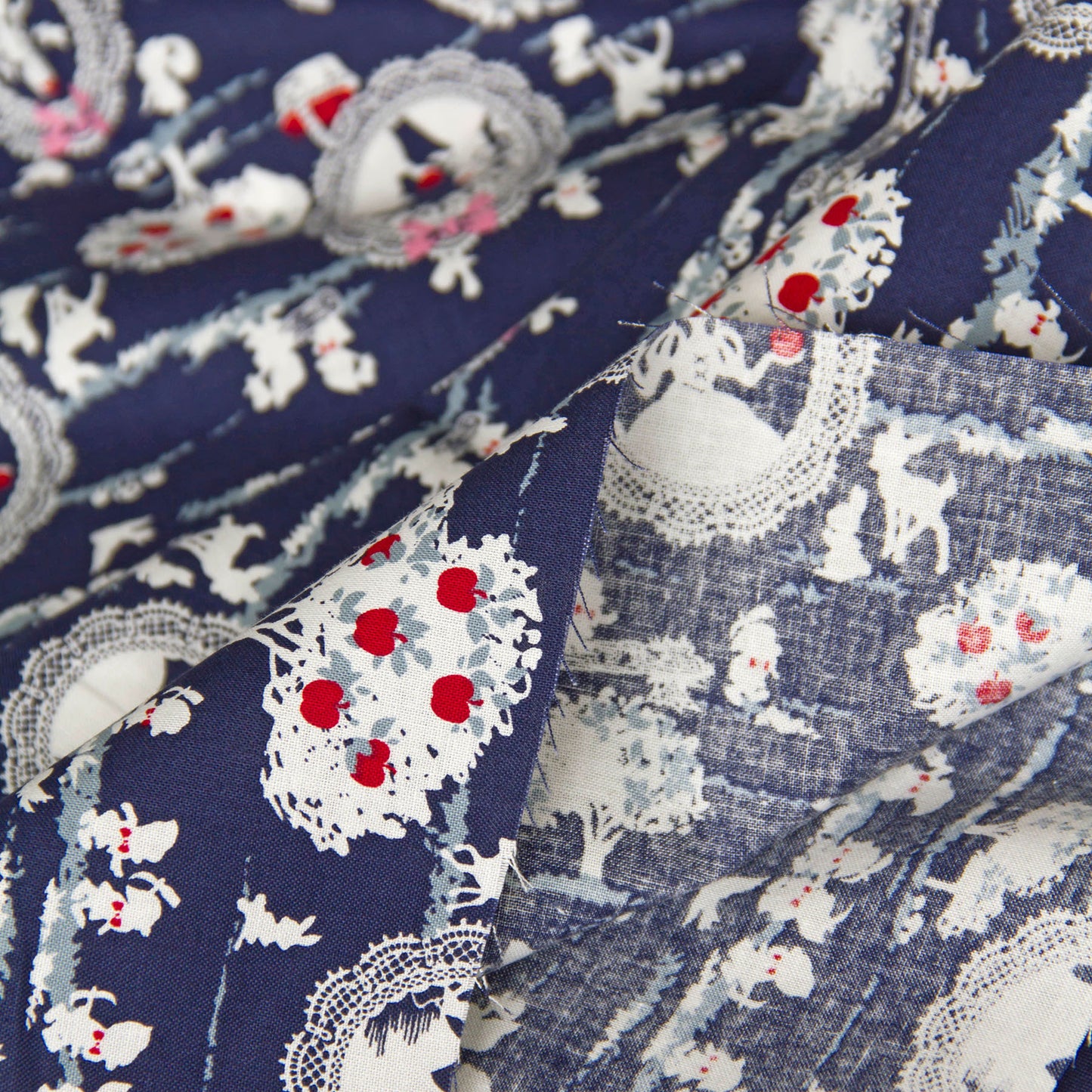 Fairy Tale Snow White Cotton Fabric Navy by the Yard