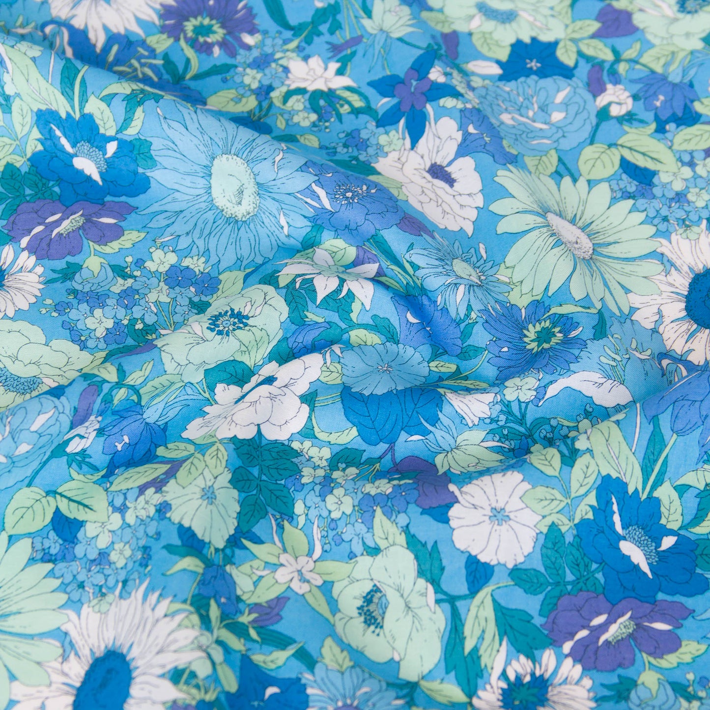 Cotton Lawn Lightweight Fabric Summer Garden Floral D by the Yard