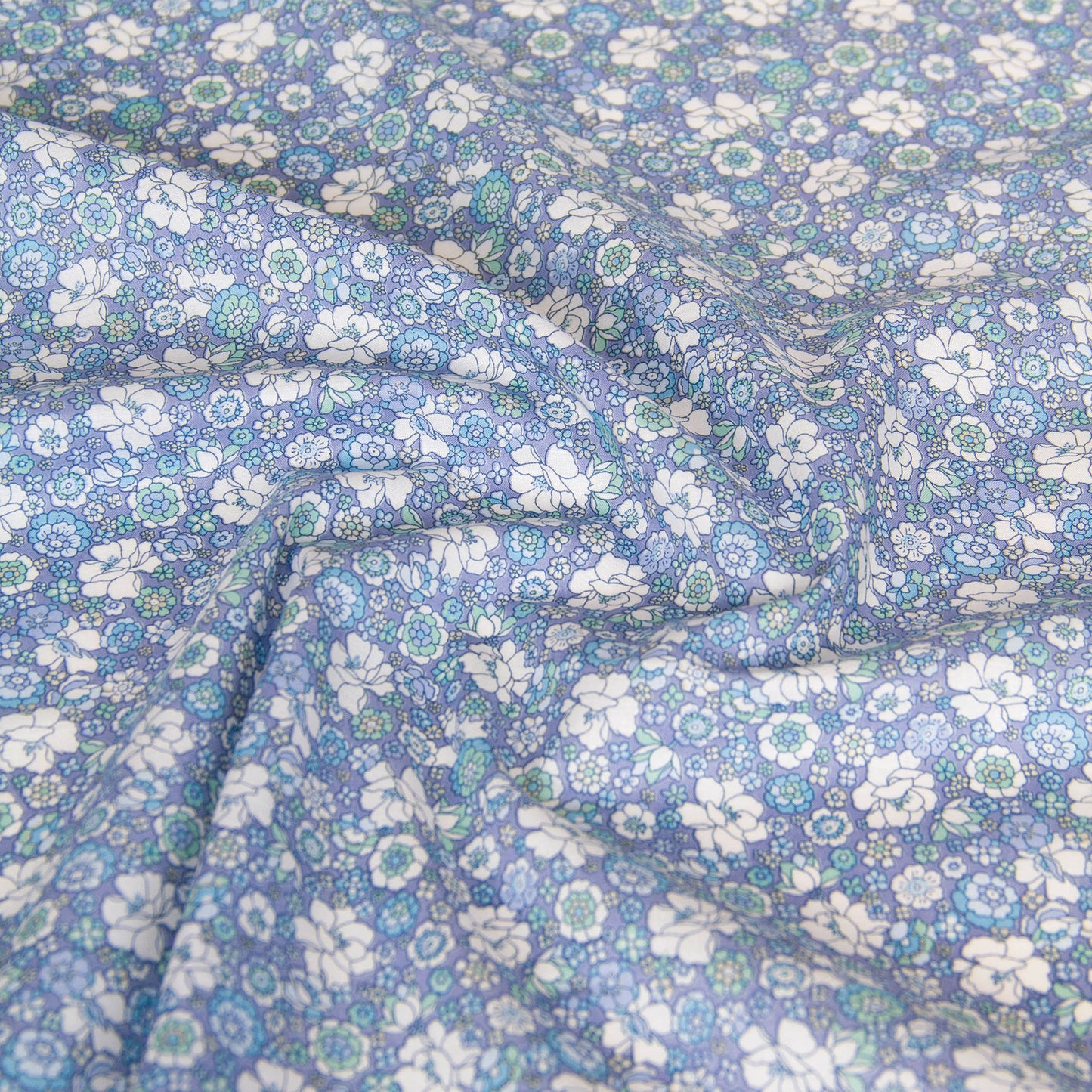 Tissu léger en coton lawn, motif Kokka Flower, noir, vendu au mètre