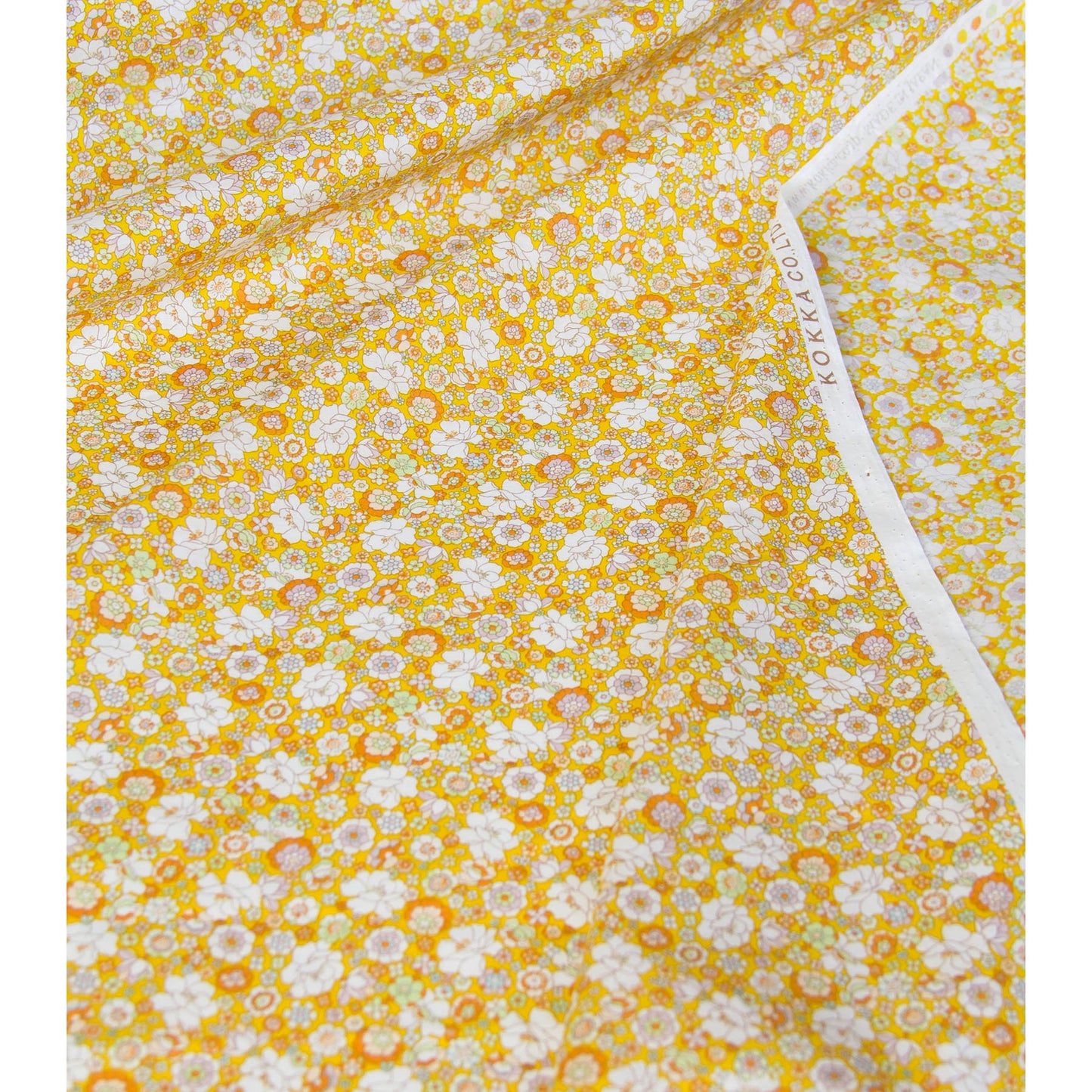 Cotton Lawn Lightweight Fabric Small Floral Print Yellow by the Yard