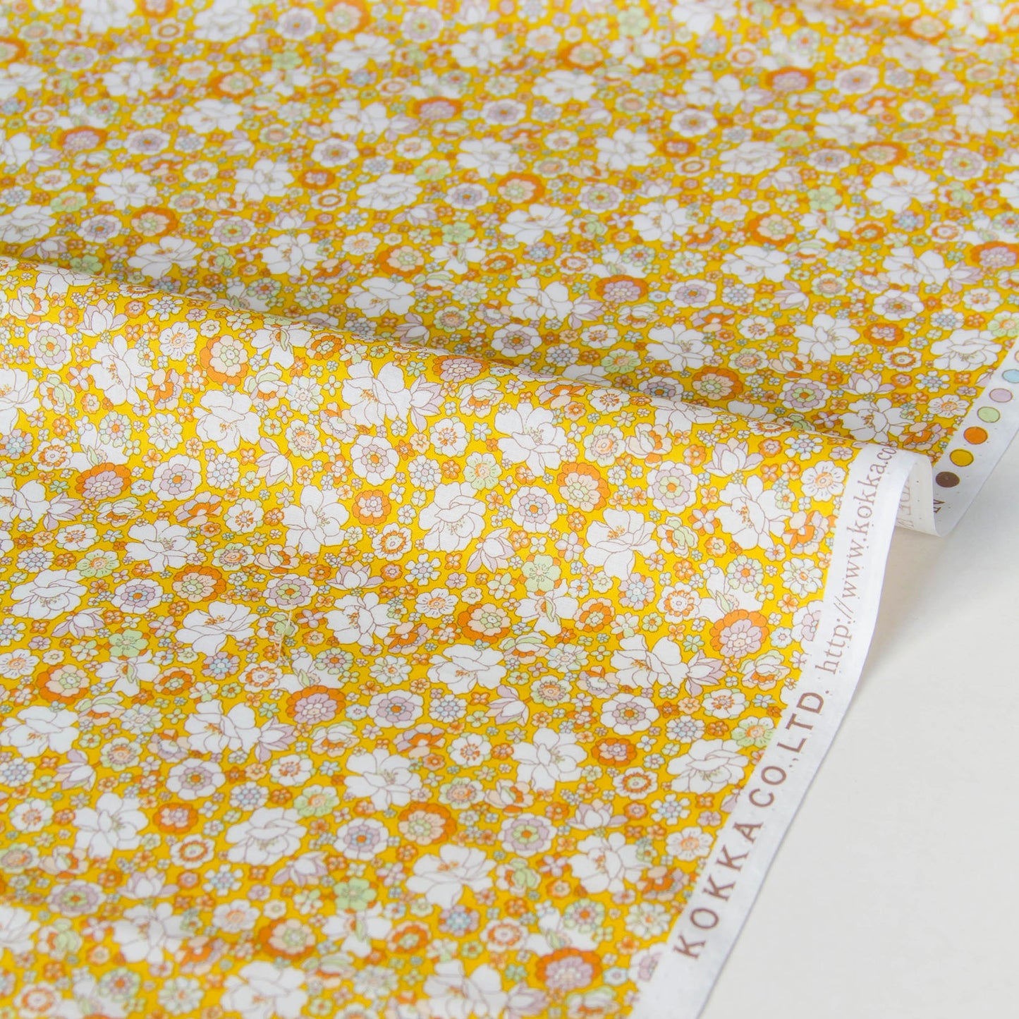 Cotton Lawn Lightweight Fabric Small Floral Print Yellow by the Yard
