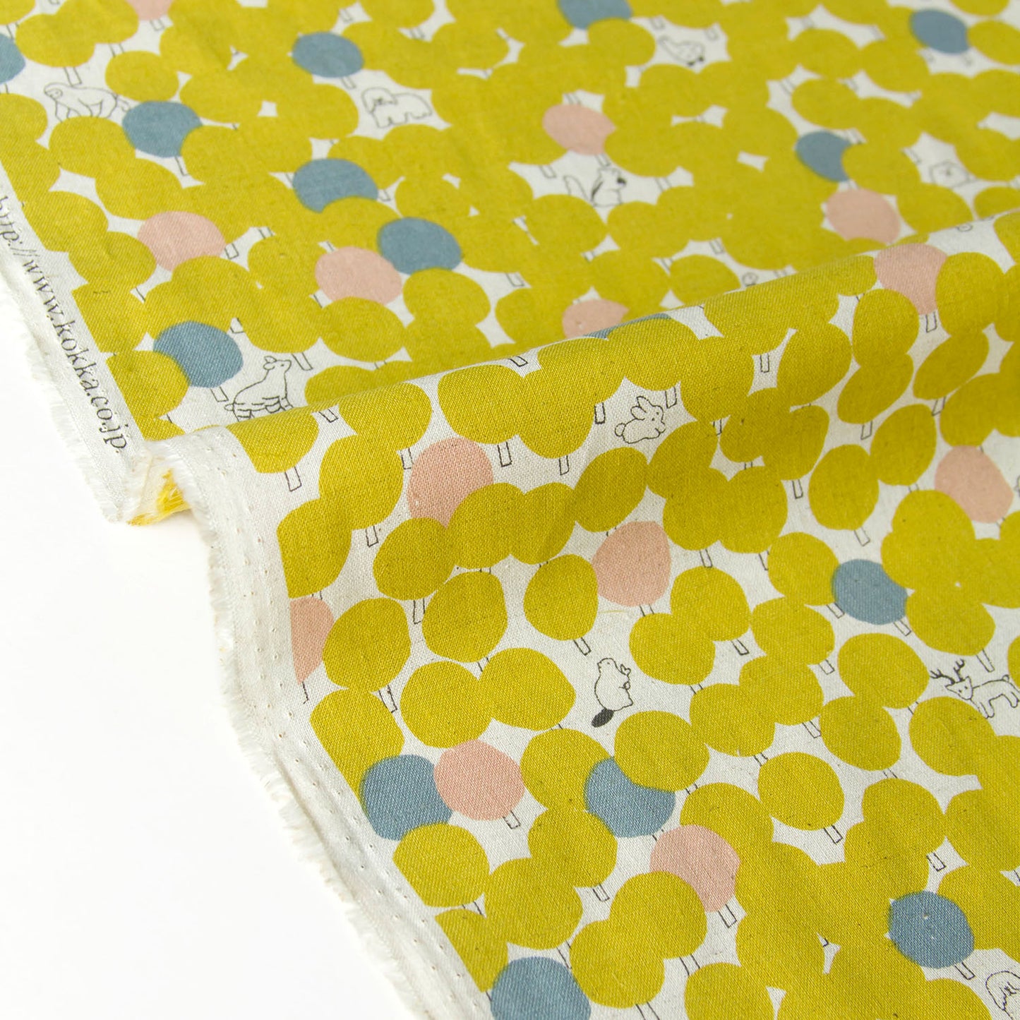 Tissu d'ameublement en coton et lin, motif Kokka Tree Dot C, vendu au mètre