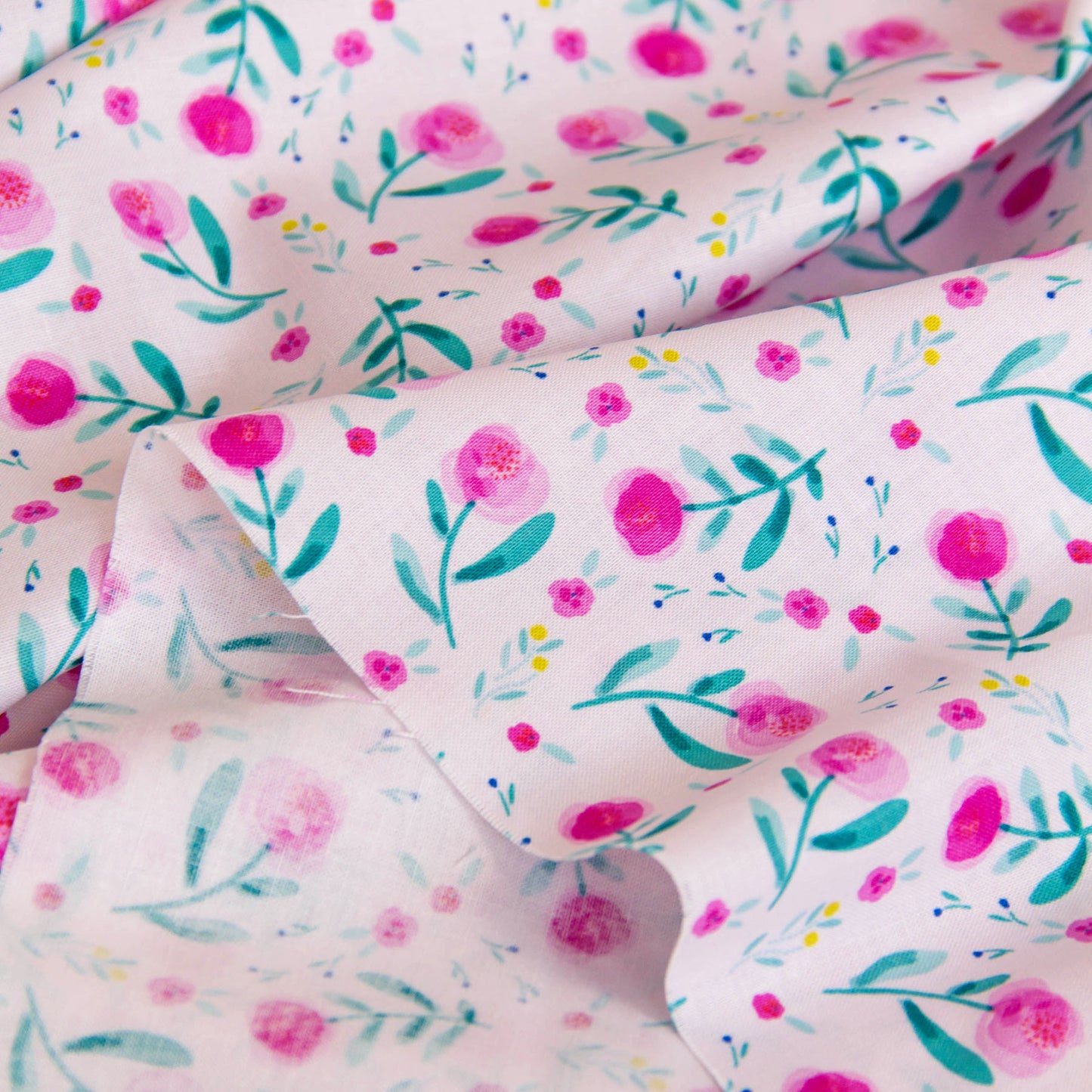 Cotton Fabric Watercolor Flower Light Pink by the Yard
