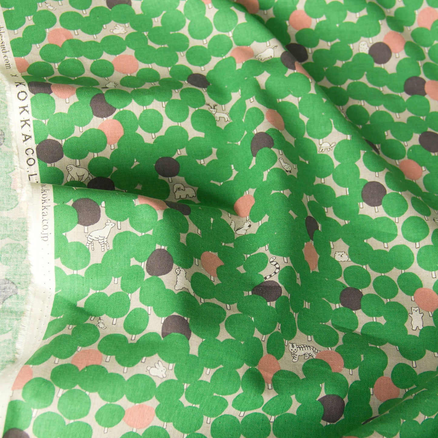 Tissu d'ameublement en coton et lin, motif Kokka Tree Dot B, vendu au mètre