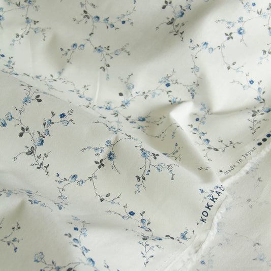 Lightweight Cotton Linen Fabric Kokka Vintage Floral White by the Yard