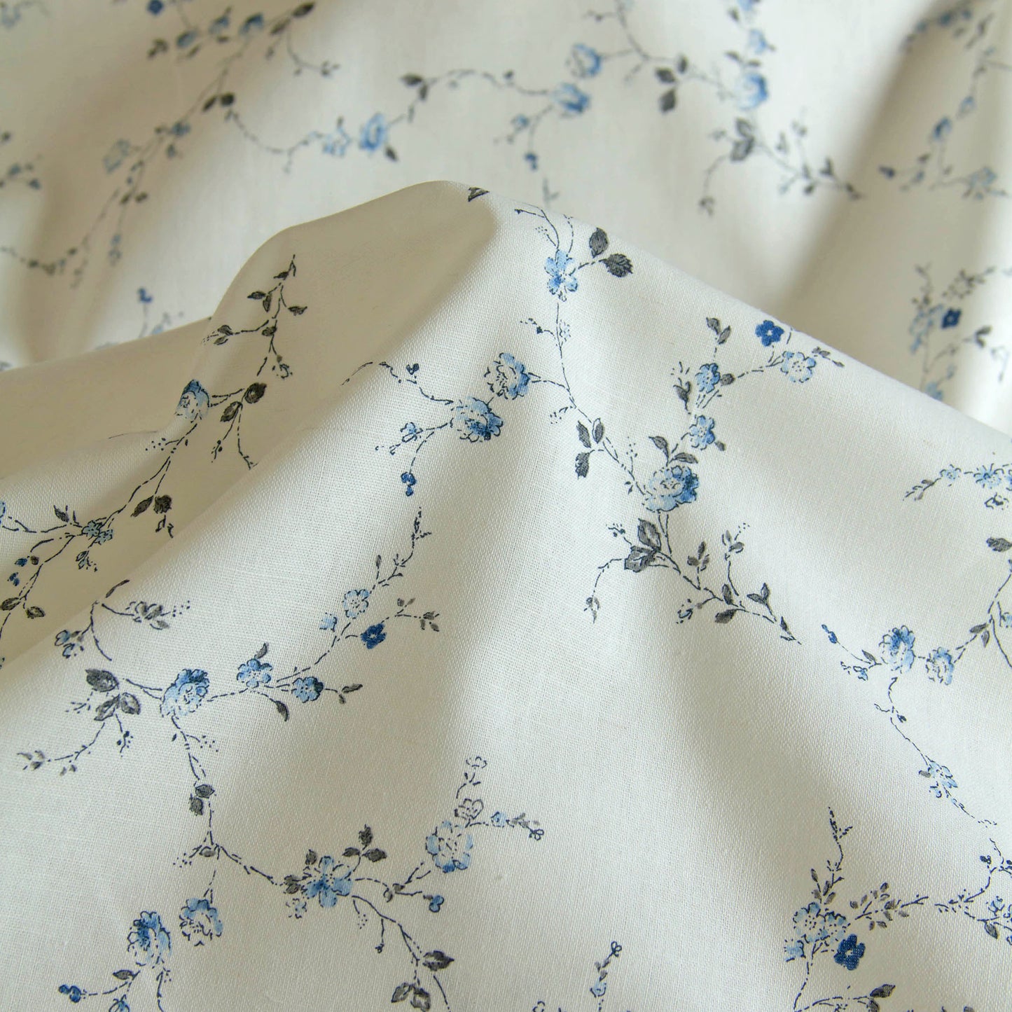 Lightweight Cotton Linen Fabric Kokka Vintage Floral White by the Yard