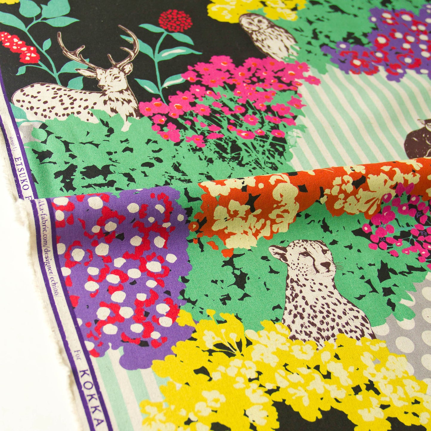 Toile de coton et lin Echino par Etsuko Furuya, motif losanges bleus, vendue au mètre