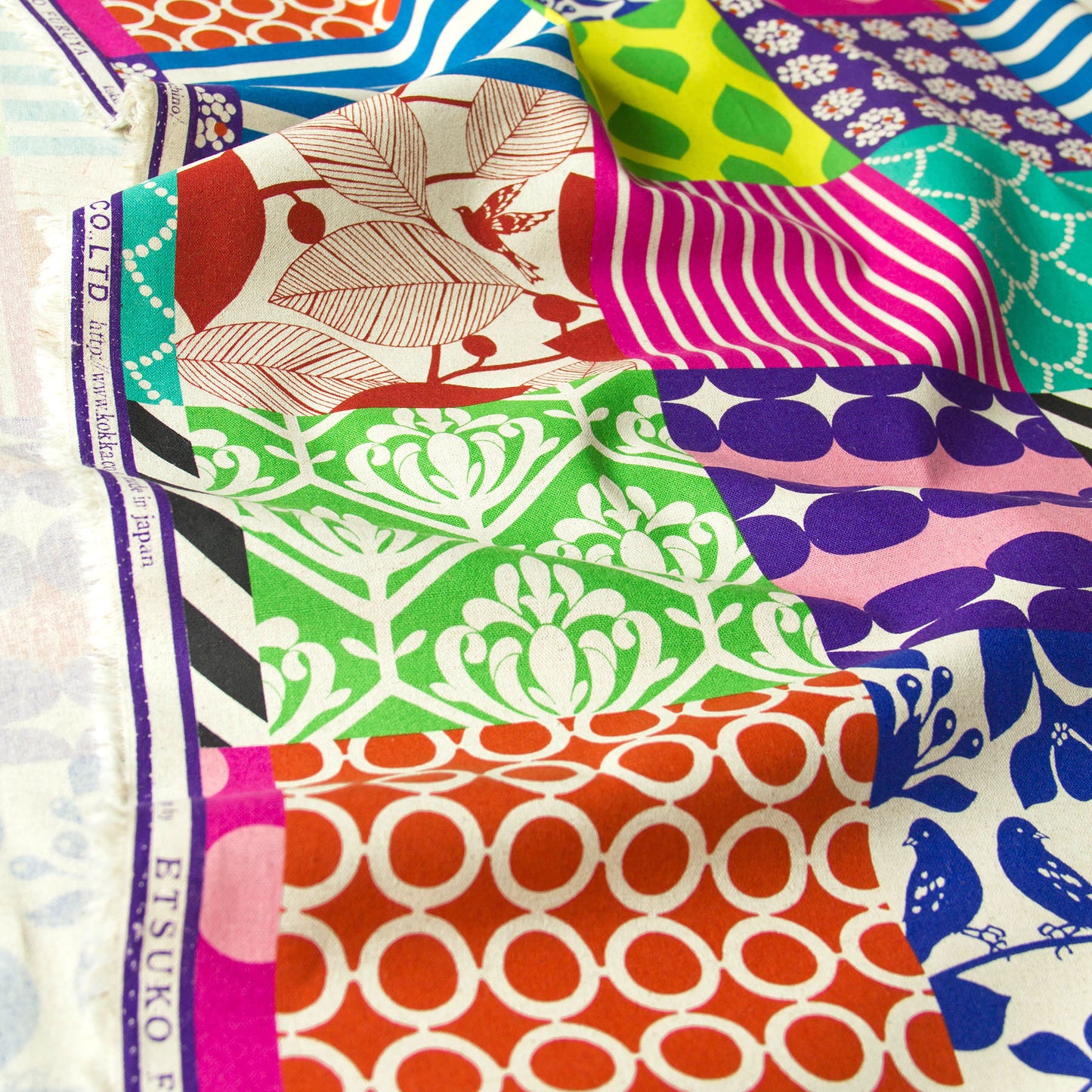 Cotton Linen Canvas Fabric Echino By Etsuko furuya Piece Multicolored by the Yard