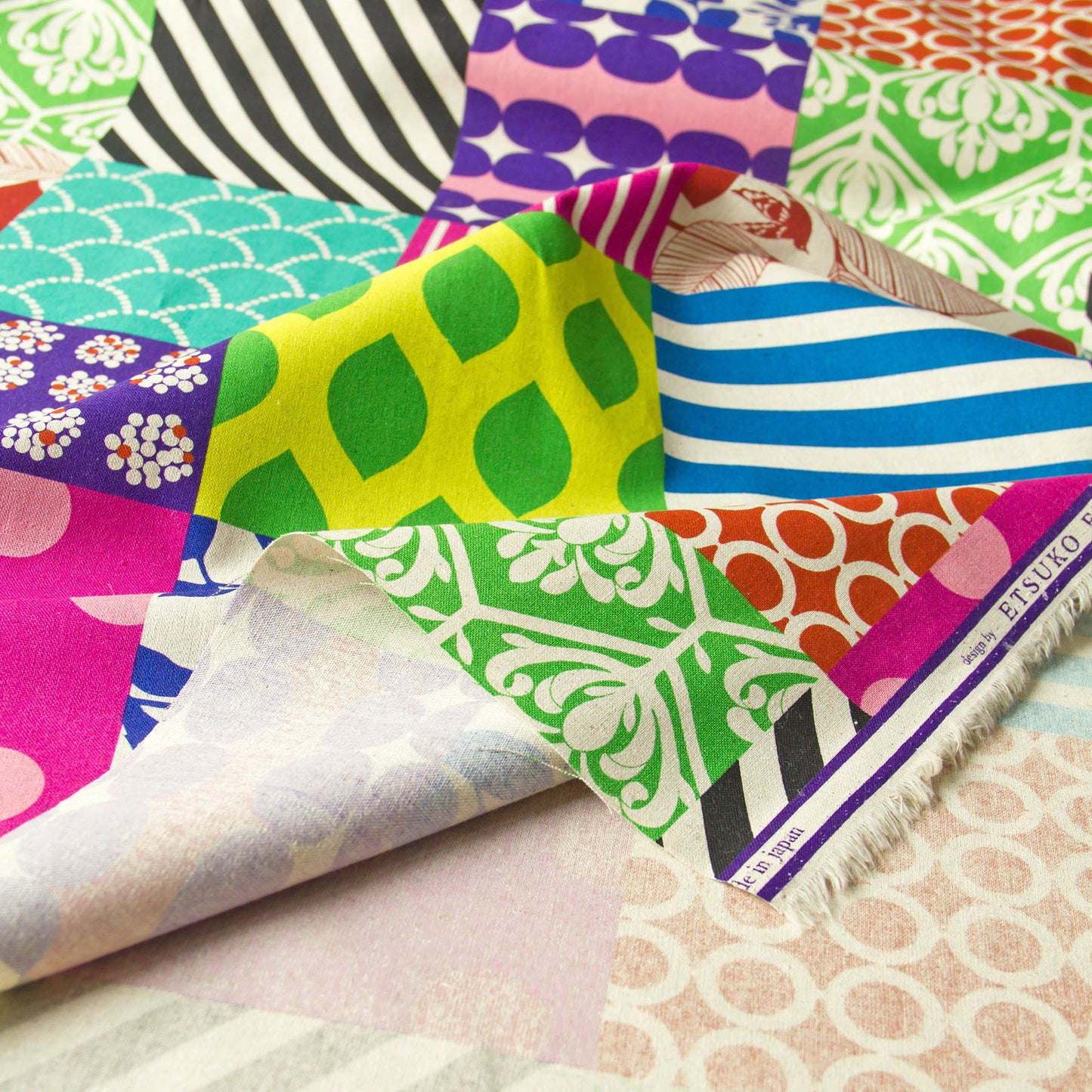Cotton Linen Canvas Fabric Echino By Etsuko furuya Piece Multicolored by the Yard
