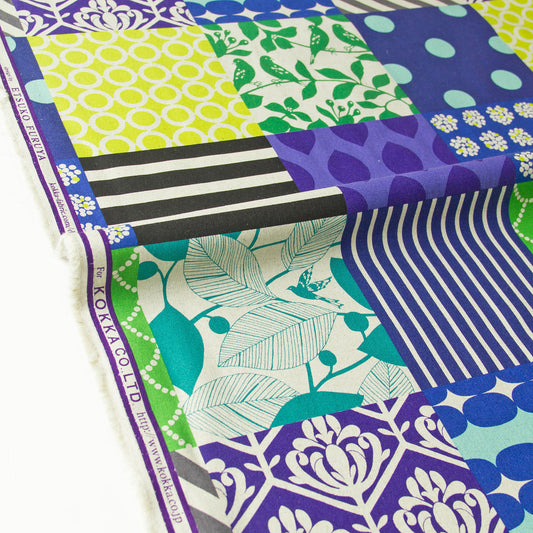 Cotton Linen Canvas Fabric Echino By Etsuko furuya Piece Blue by the Yard