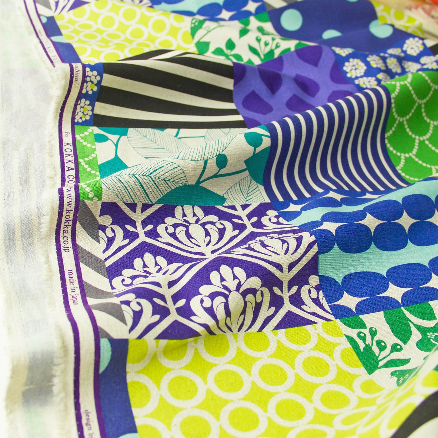Cotton Linen Canvas Fabric Echino By Etsuko furuya Piece Blue by the Yard