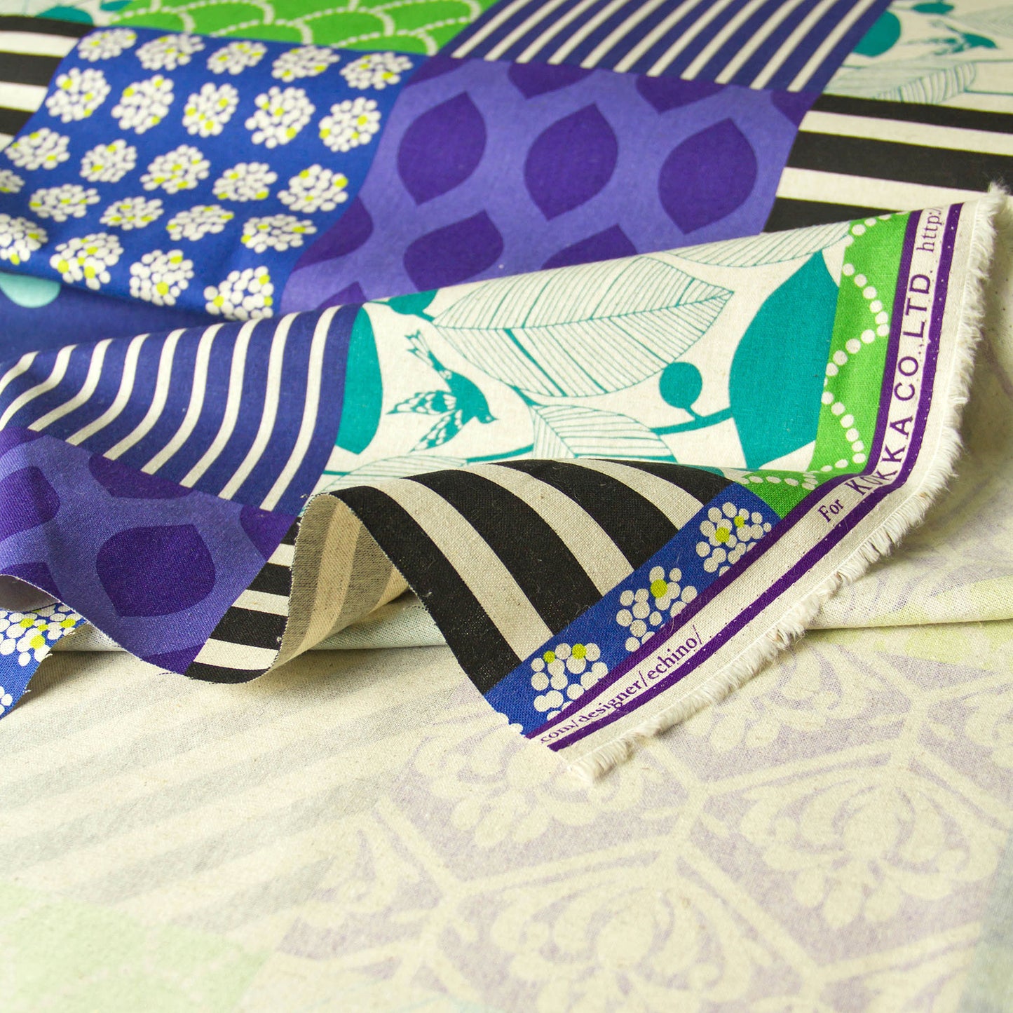 Cotton Linen Canvas Fabric Echino By Etsuko furuya Piece Blue by the Yard