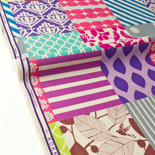 Cotton Linen Canvas Fabric Echino By Etsuko furuya Piece Purple by the Yard