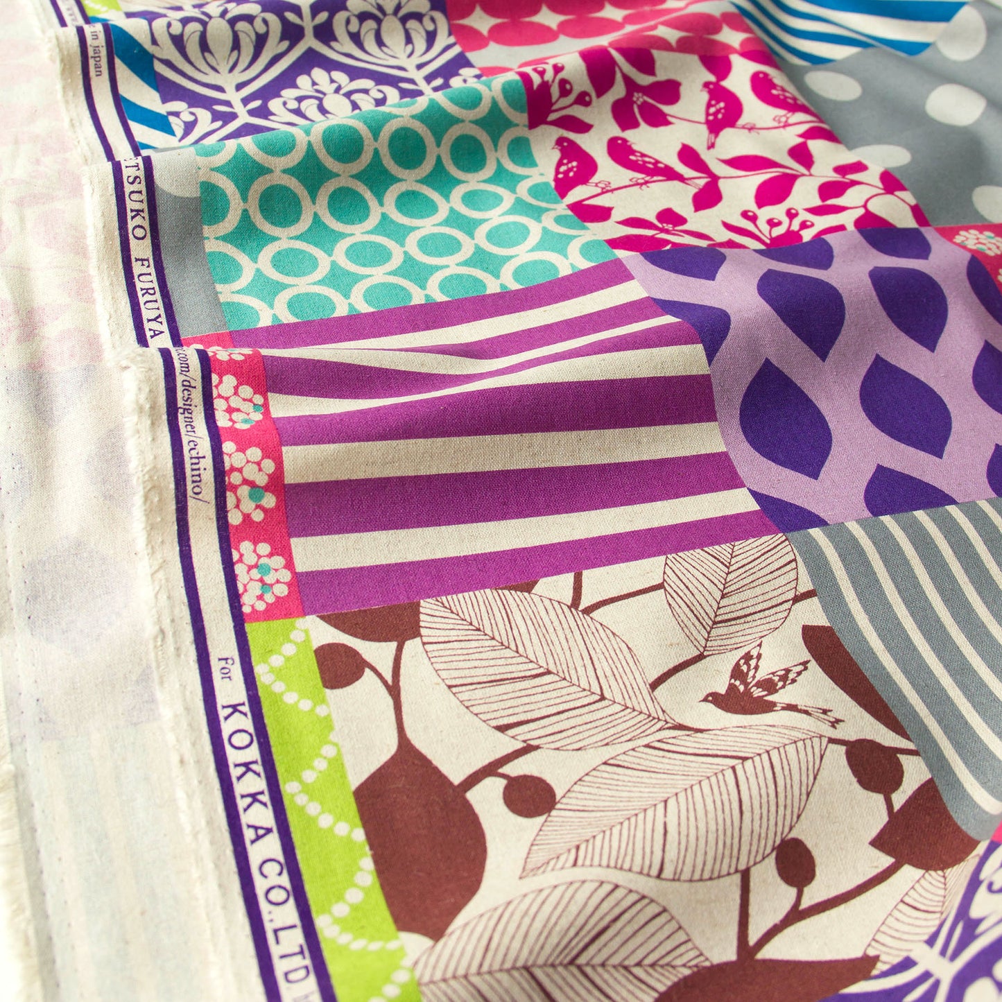 Cotton Linen Canvas Fabric Echino By Etsuko furuya Piece Purple by the Yard