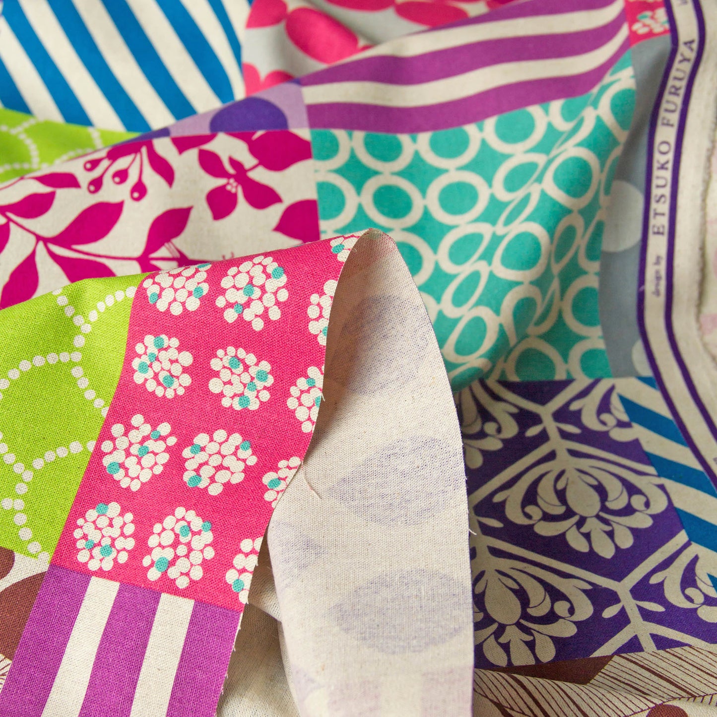 Cotton Linen Canvas Fabric Echino By Etsuko furuya Piece Purple by the Yard