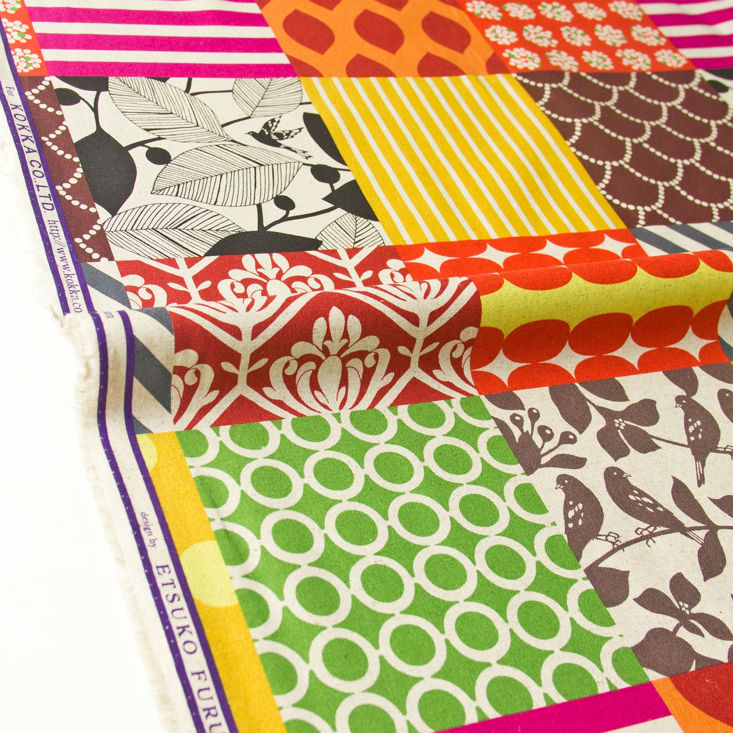 Cotton Linen Canvas Fabric Echino By Etsuko furuya Piece Orange by the Yard