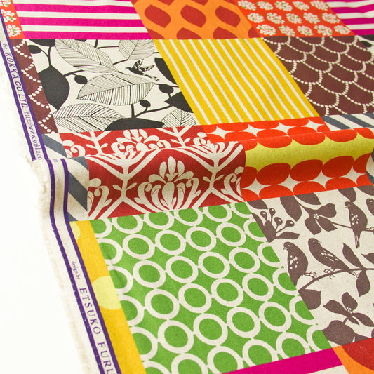 Cotton Linen Canvas Fabric Echino By Etsuko furuya Piece Orange by the Yard