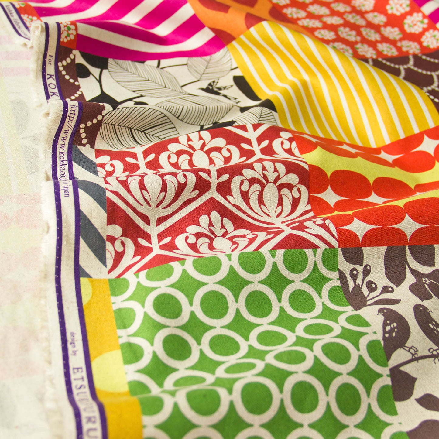 Cotton Linen Canvas Fabric Echino By Etsuko furuya Piece Orange by the Yard