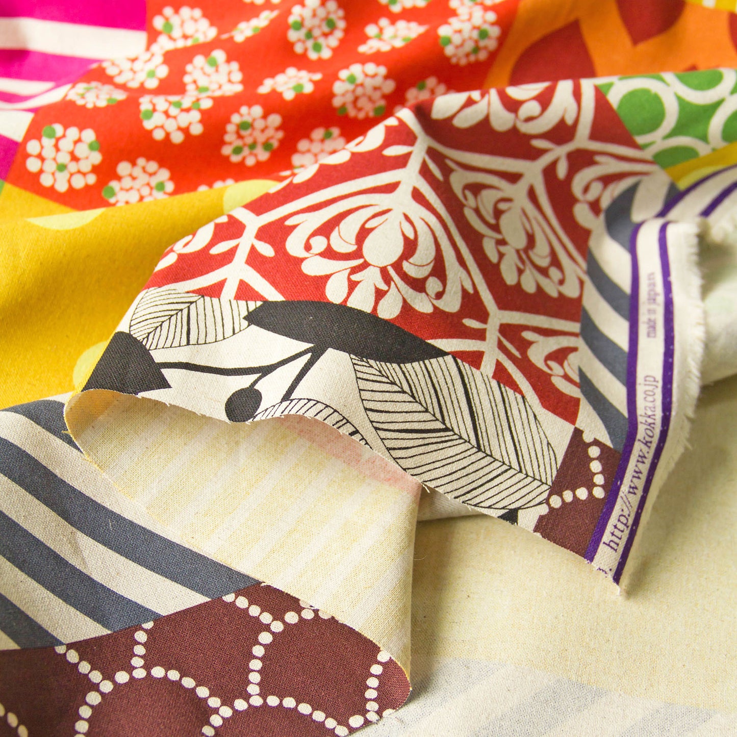 Cotton Linen Canvas Fabric Echino By Etsuko furuya Piece Orange by the Yard