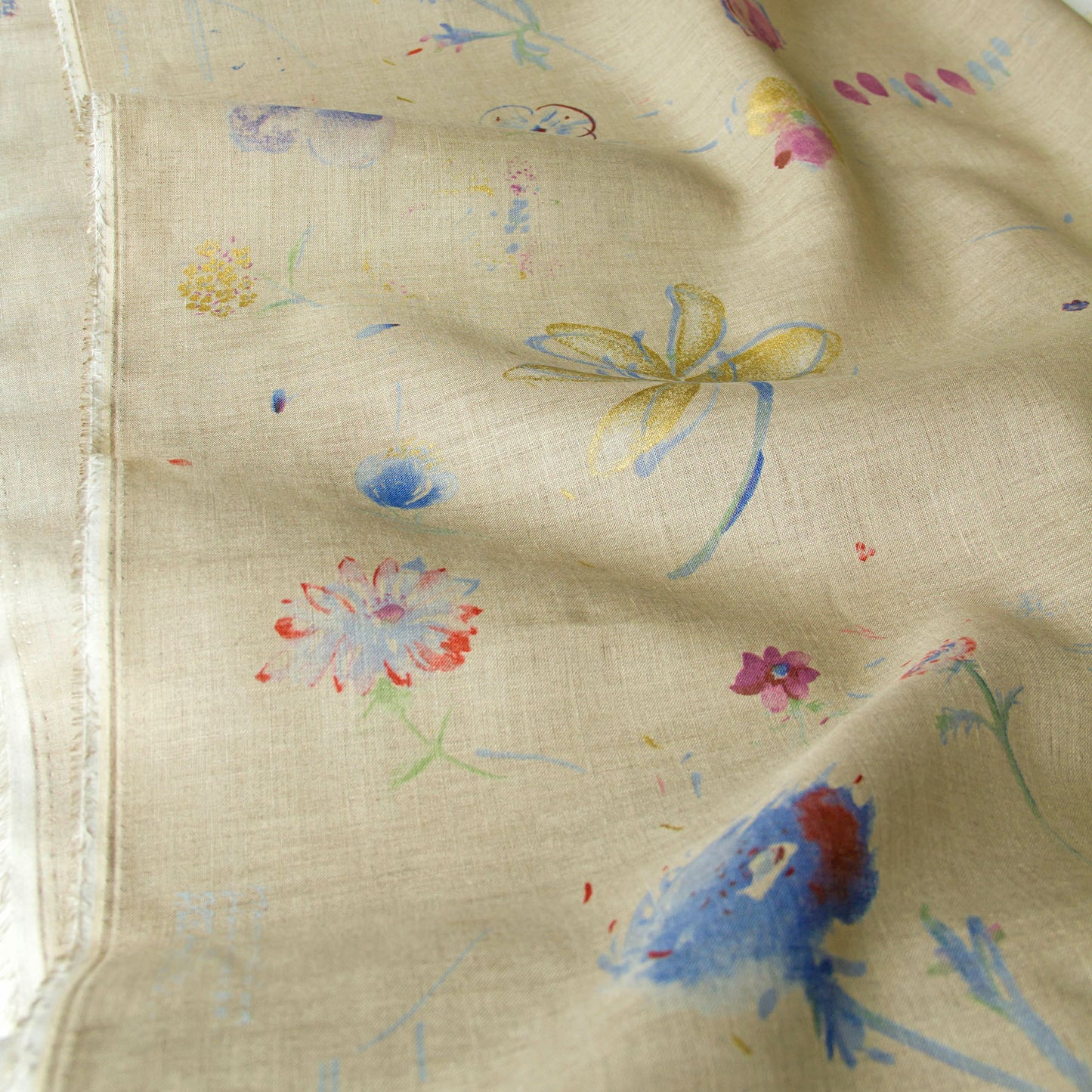 Nani IRO Japanese Linen Fabric Hana Natural Brown by the Yard
