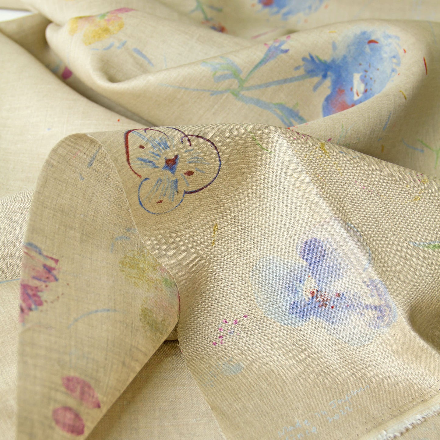 Nani IRO Japanese Linen Fabric Hana Natural Brown by the Yard