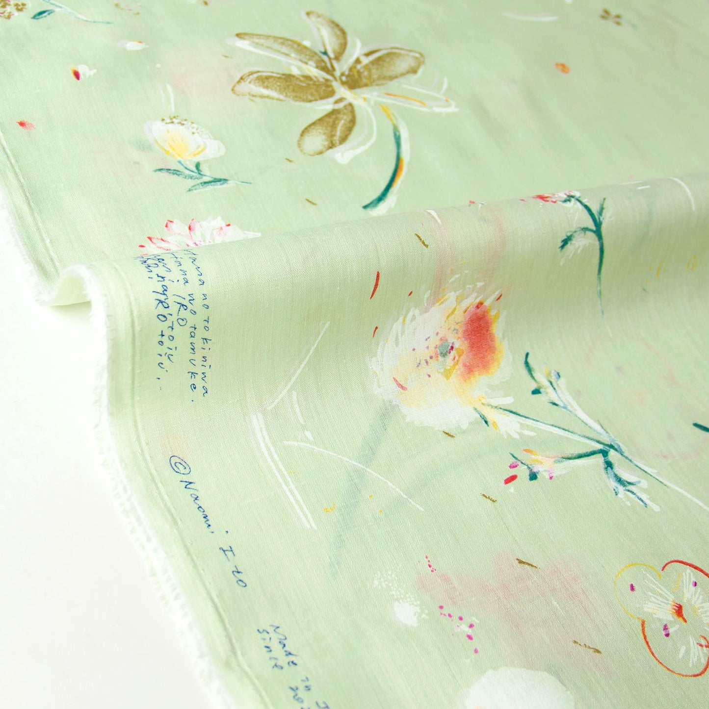 Nani IRO Japanese Linen Fabric Hana Light Green by the Yard