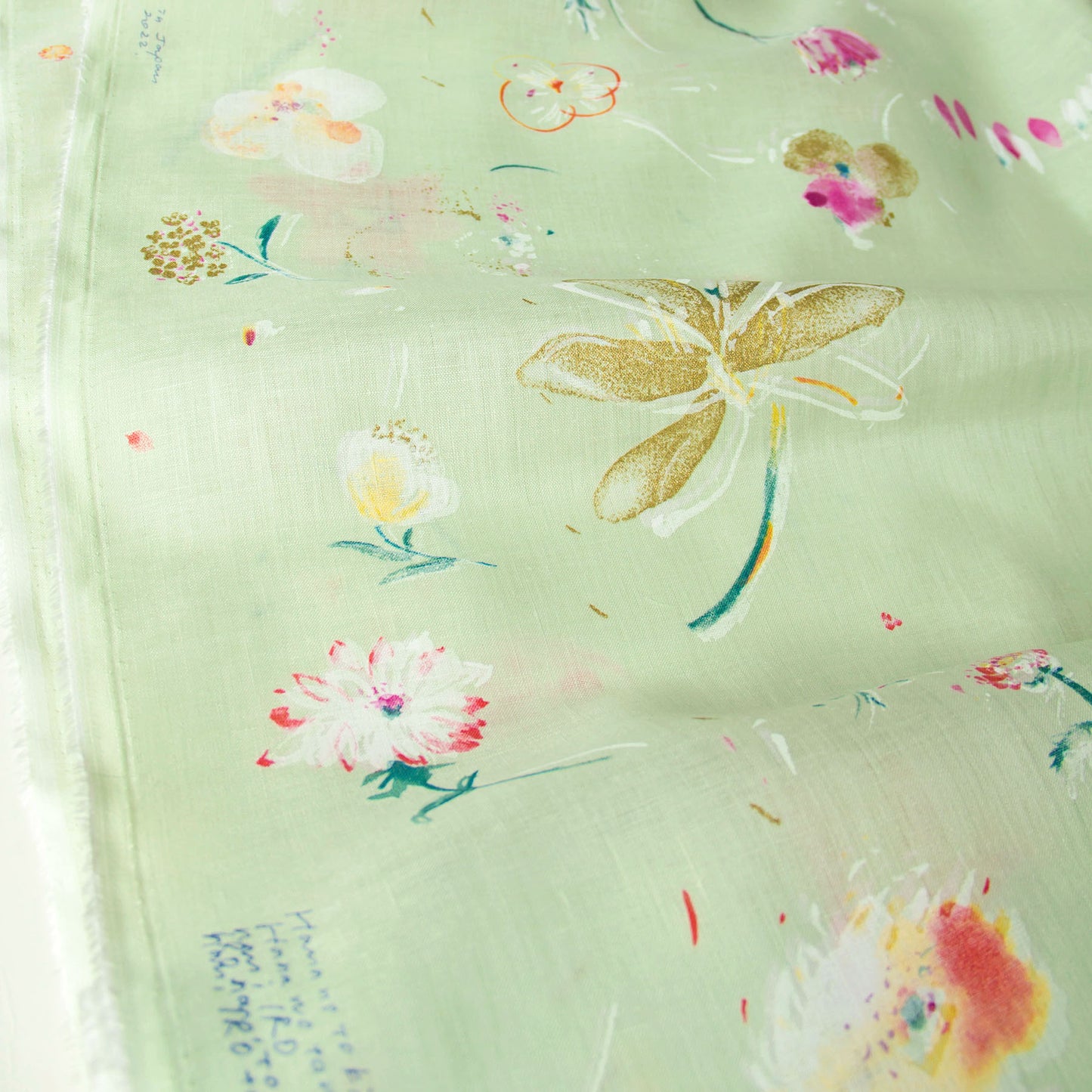 Nani IRO Japanese Linen Fabric Hana Light Green by the Yard