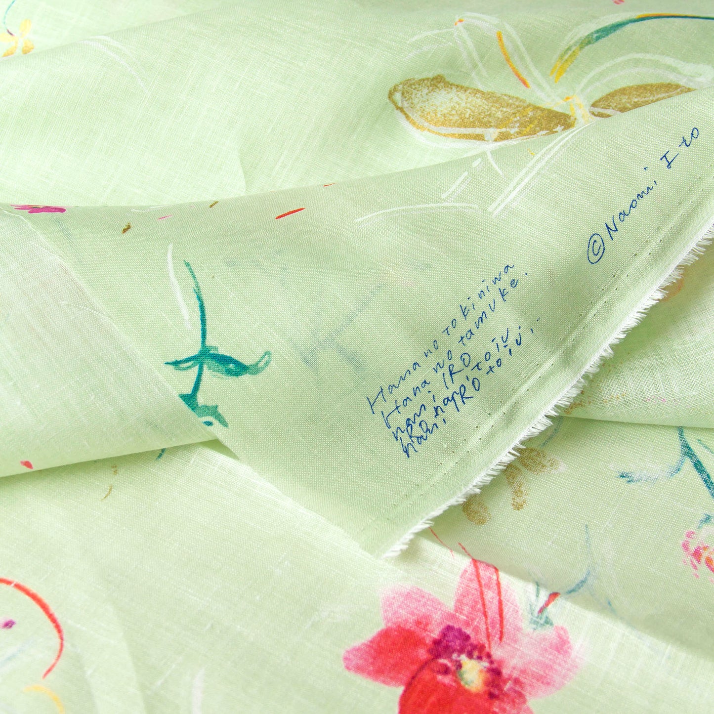 Nani IRO Japanese Linen Fabric Hana Light Green by the Yard