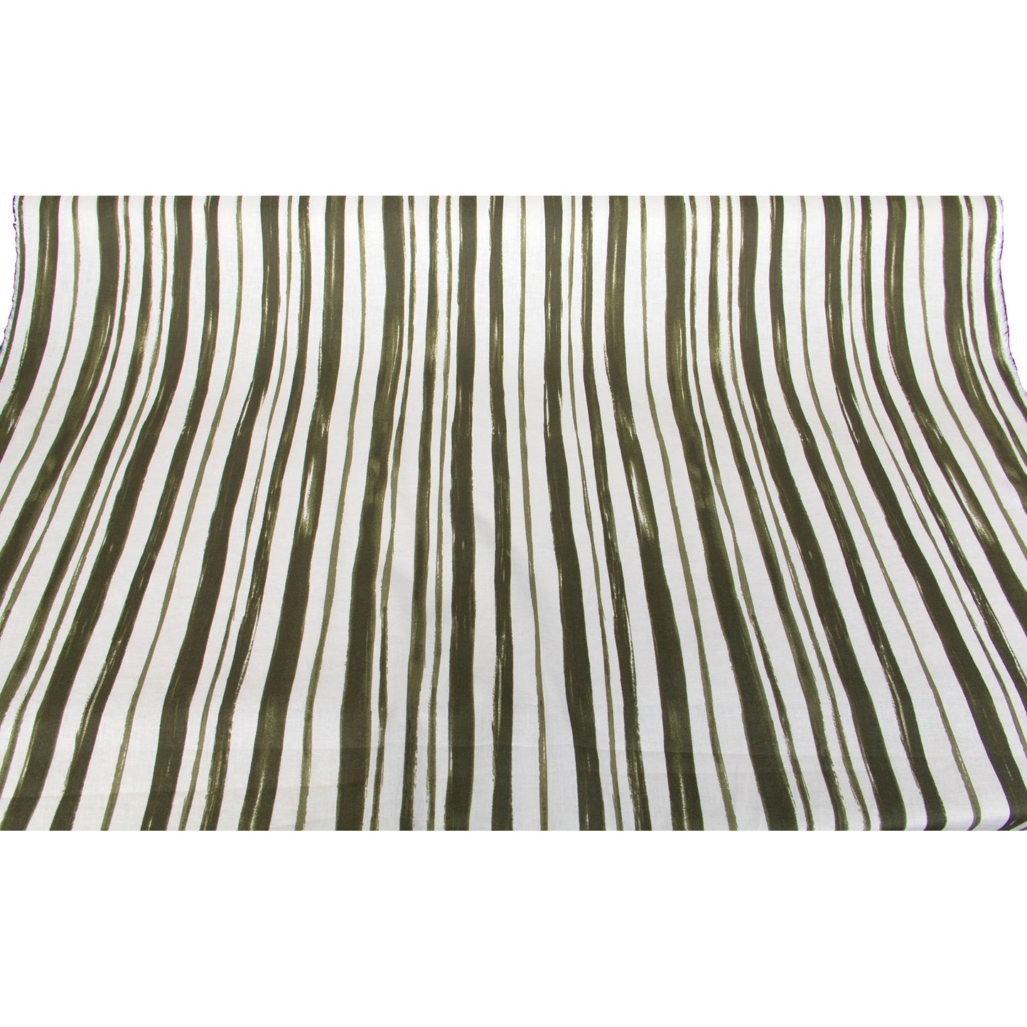 Lightweight Cotton Linen Fabric Abstract Stripe Olive Green by the Yard
