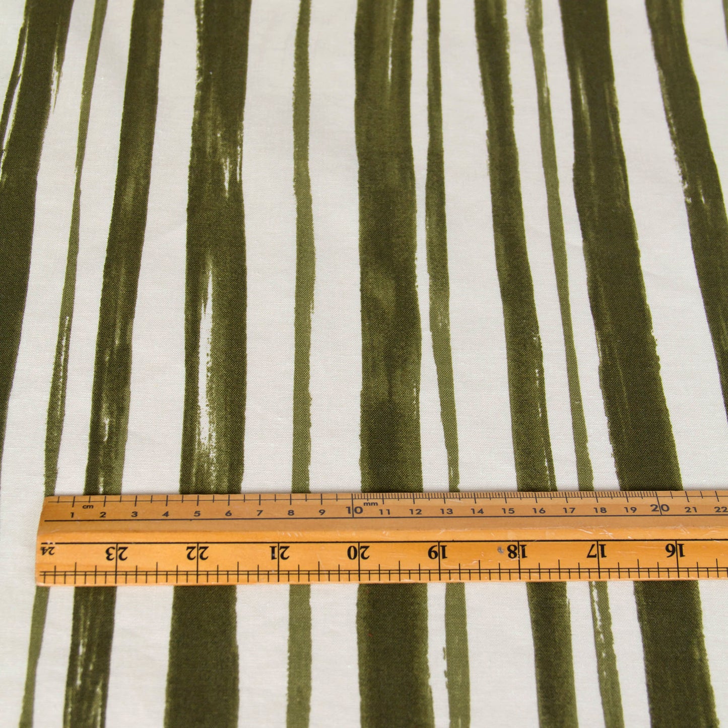 Lightweight Cotton Linen Fabric Abstract Stripe Olive Green by the Yard