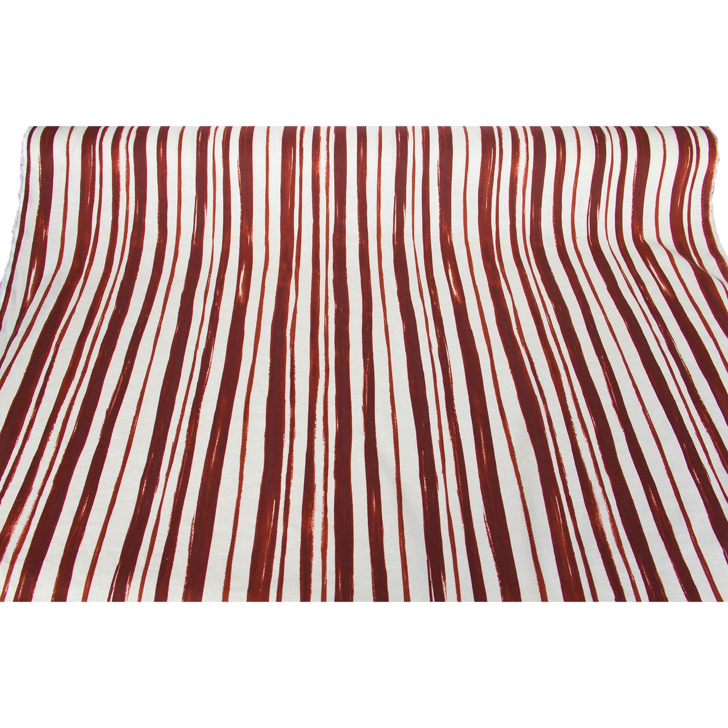 Lightweight Cotton Linen Fabric Abstract Stripe Rust Red by the Yard