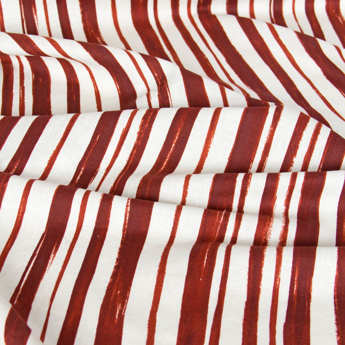 Lightweight Cotton Linen Fabric Abstract Stripe Rust Red by the Yard