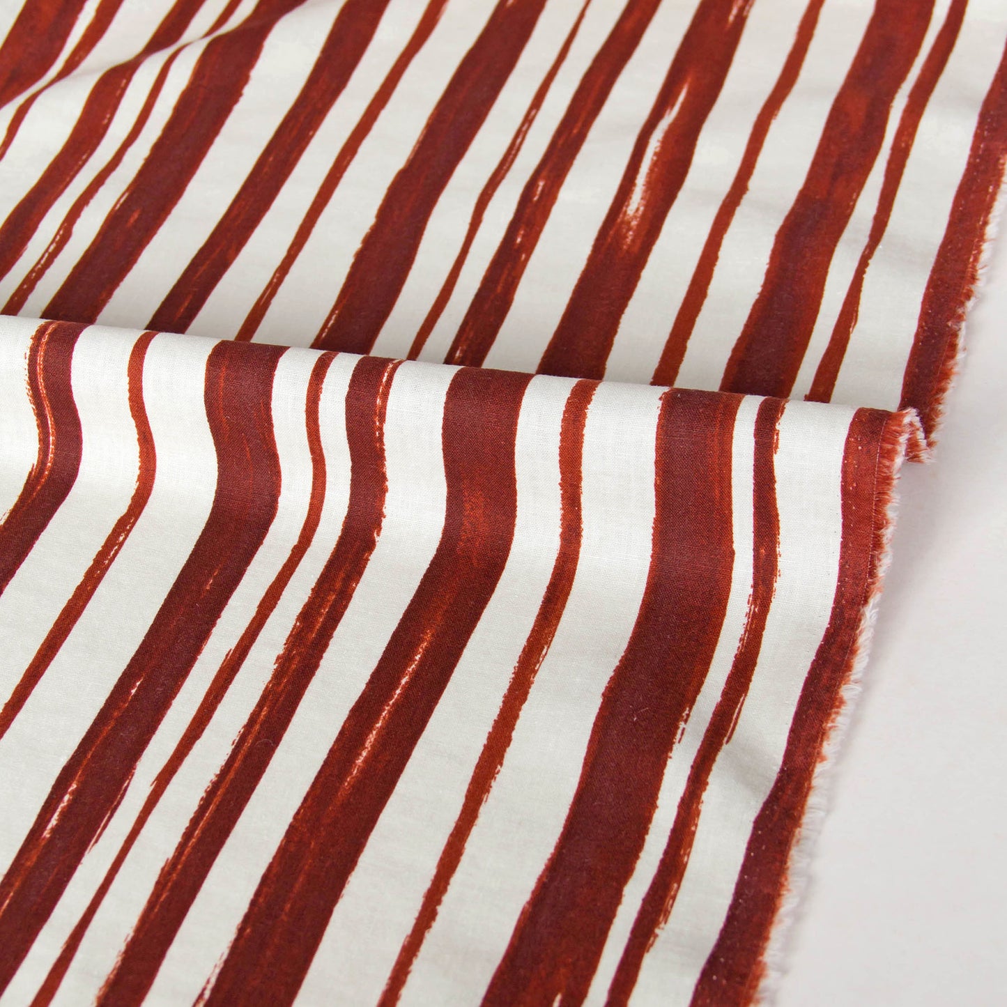 Lightweight Cotton Linen Fabric Abstract Stripe Rust Red by the Yard