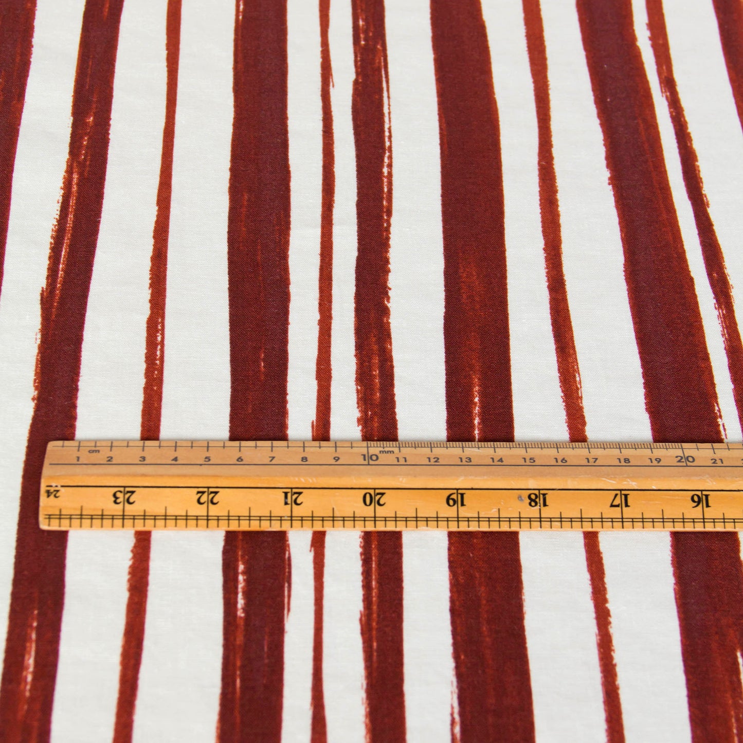 Lightweight Cotton Linen Fabric Abstract Stripe Rust Red by the Yard