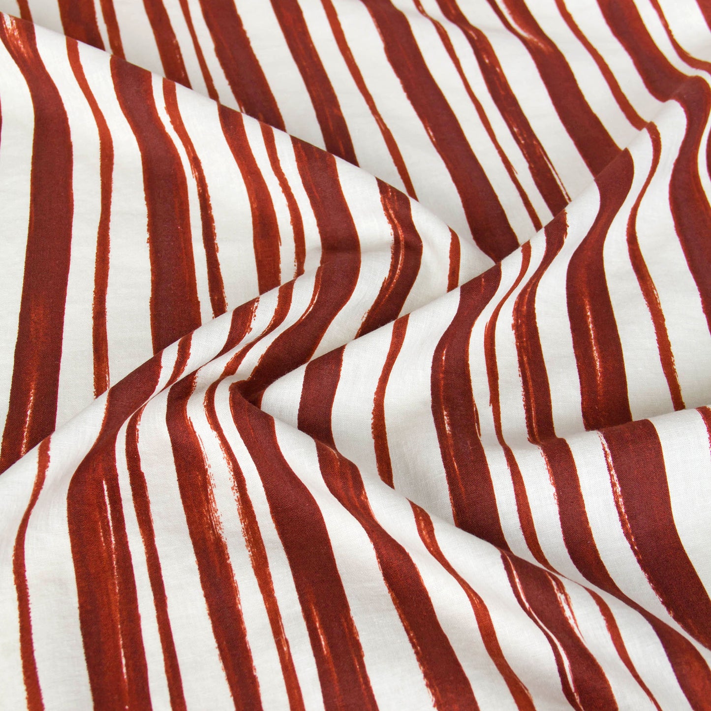 Lightweight Cotton Linen Fabric Abstract Stripe Rust Red by the Yard