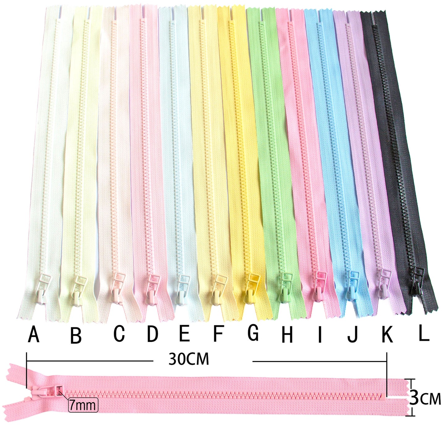 YKK #5 Closed-End Resin Zippersy for Sewing Bags 30CM