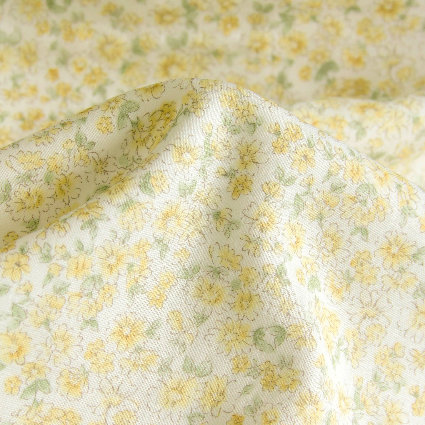Cotton Double Gauze Fabric Flower Yellow by the Yard