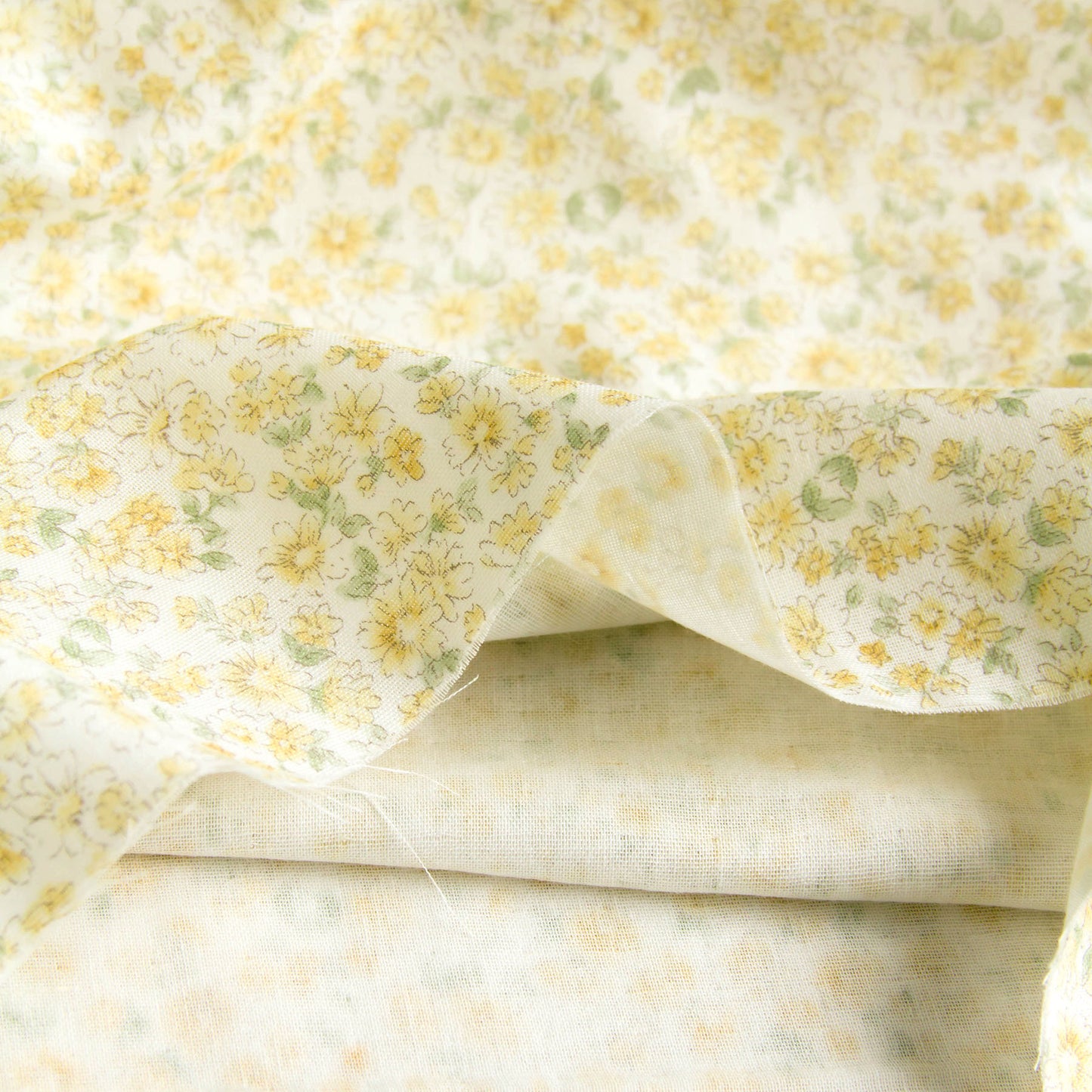 Cotton Double Gauze Fabric Flower Yellow by the Yard