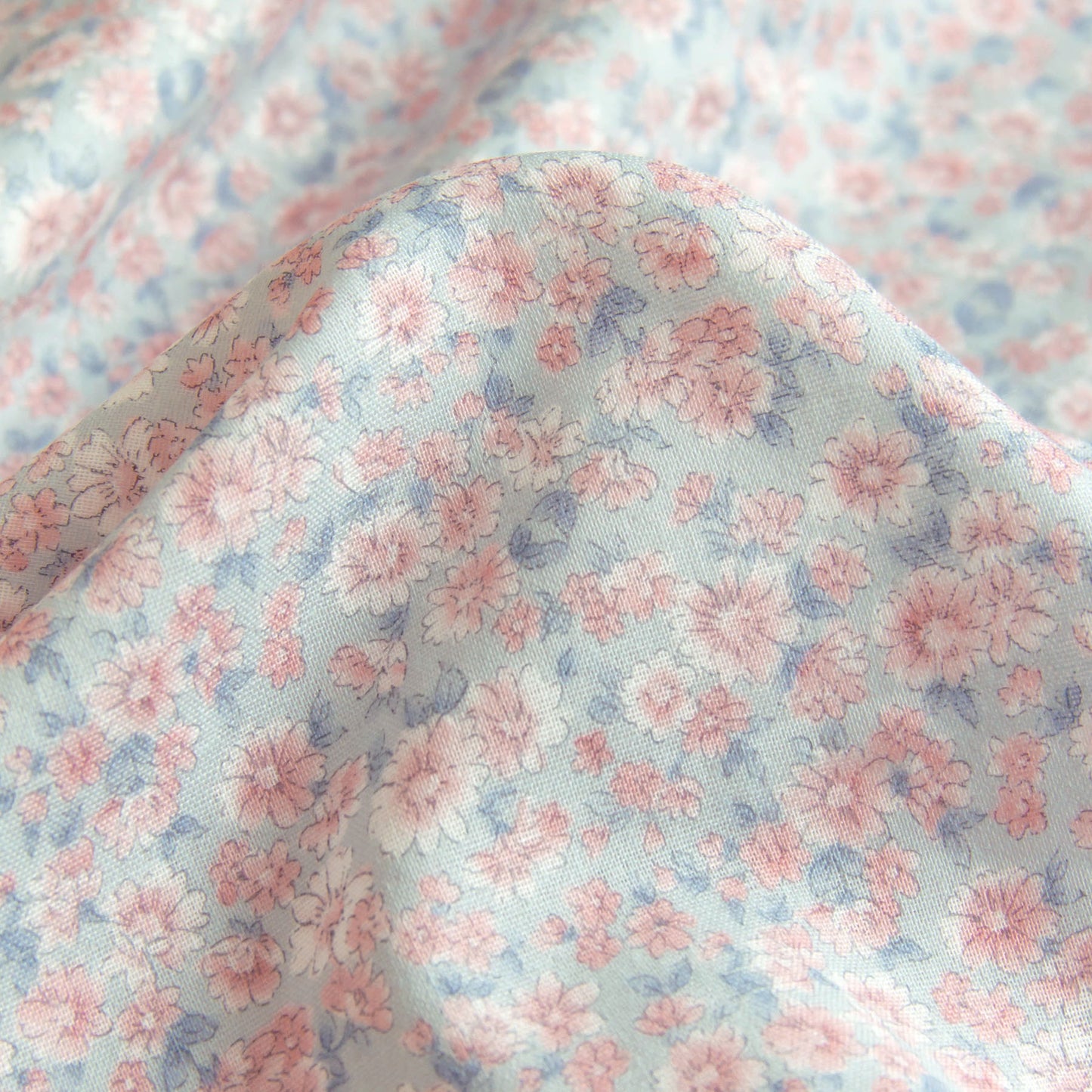 Cotton Double Gauze Fabric Flower Blue by the Yard