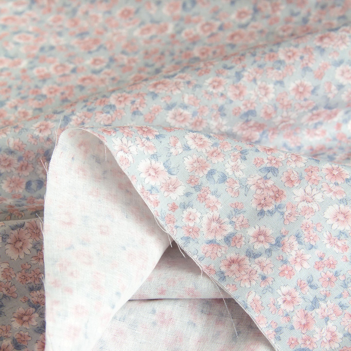Cotton Double Gauze Fabric Flower Blue by the Yard