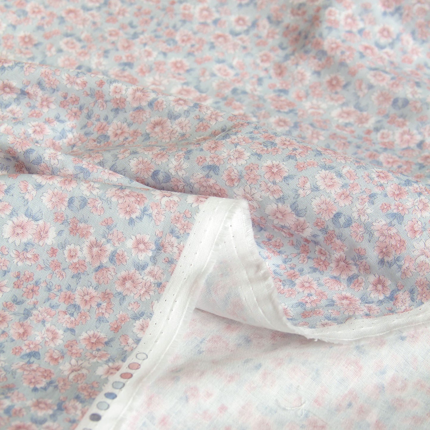 Cotton Double Gauze Fabric Flower Blue by the Yard