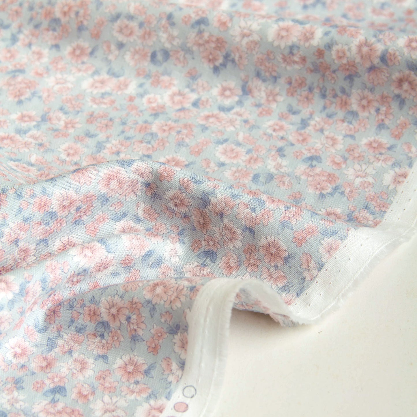 Cotton Double Gauze Fabric Flower Blue by the Yard
