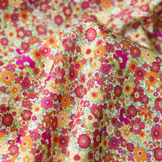 Cotton Lawn Lightweight Fabric Floral Print Red by the Yard
